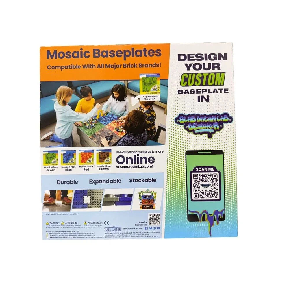 Slab Dream Lab Mosaic Baseplates 4‎ Pack 12x12 Building Brick Compatible Set